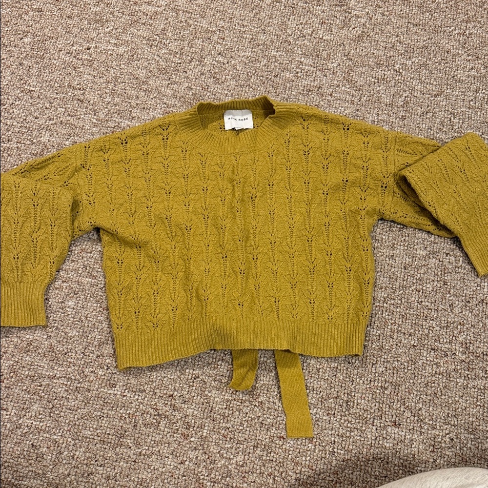 Pink Rose Mustard Knit Sweater